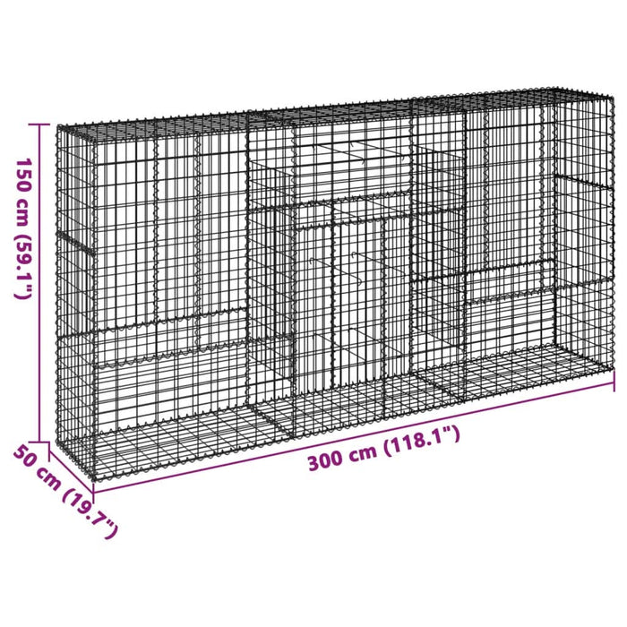 Coș gabion cu capac, 300x50x150 cm, fier galvanizat - WALTI WALTI