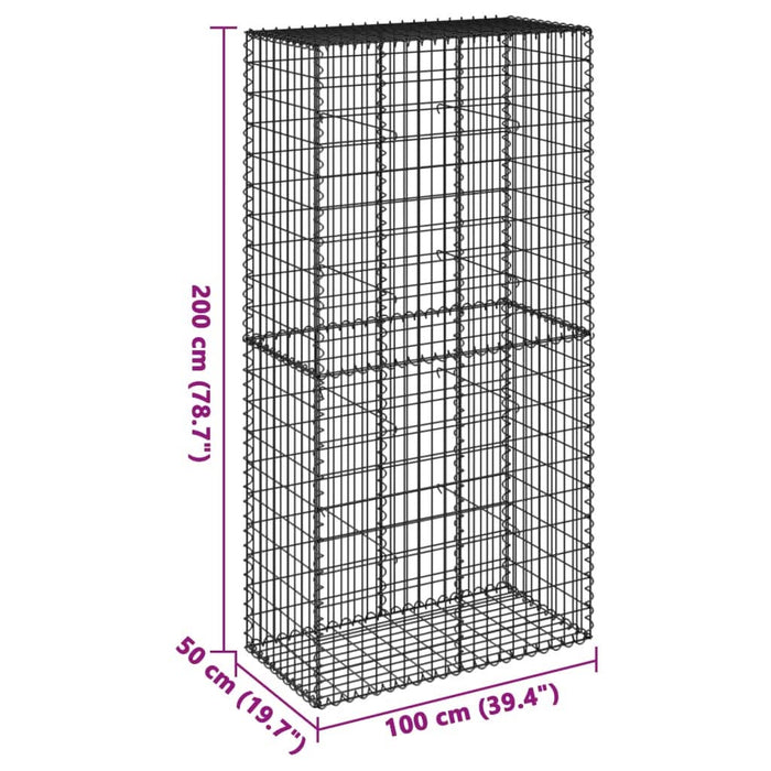 Coș gabion cu capac, 100x50x200 cm, fier galvanizat - WALTI WALTI