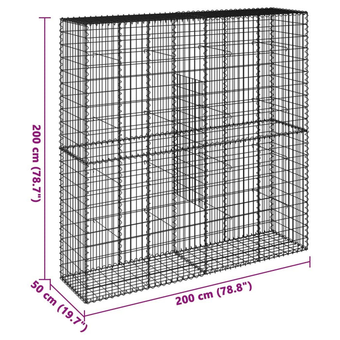 Coș gabion cu capac, 200x50x200 cm, fier galvanizat - WALTI WALTI
