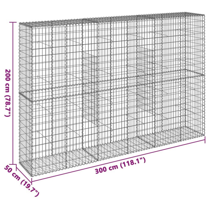Coș gabion cu capac, 300x50x200 cm, fier galvanizat - WALTI WALTI