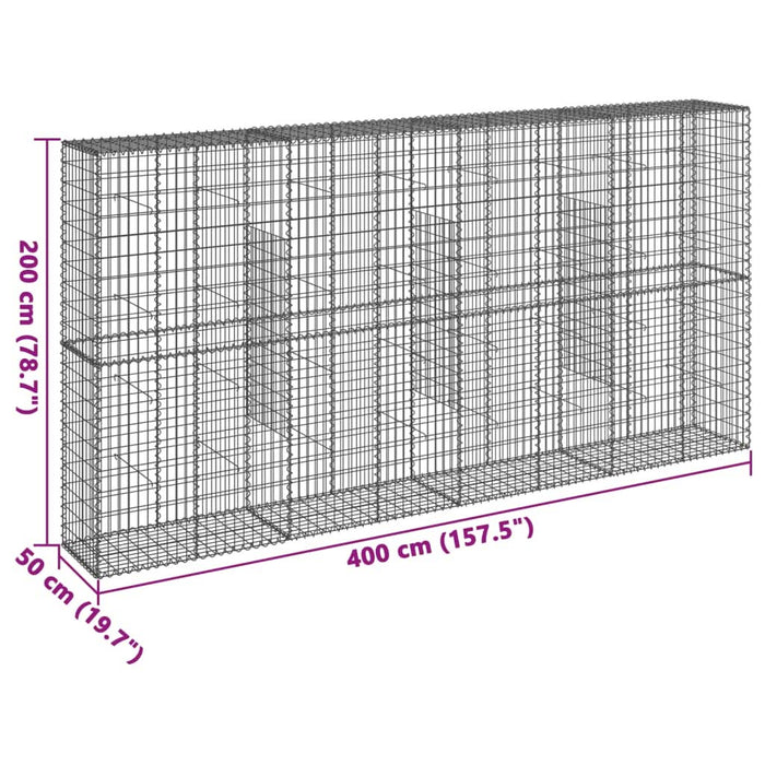 Coș gabion cu capac, 400x50x200 cm, fier galvanizat - WALTI WALTI
