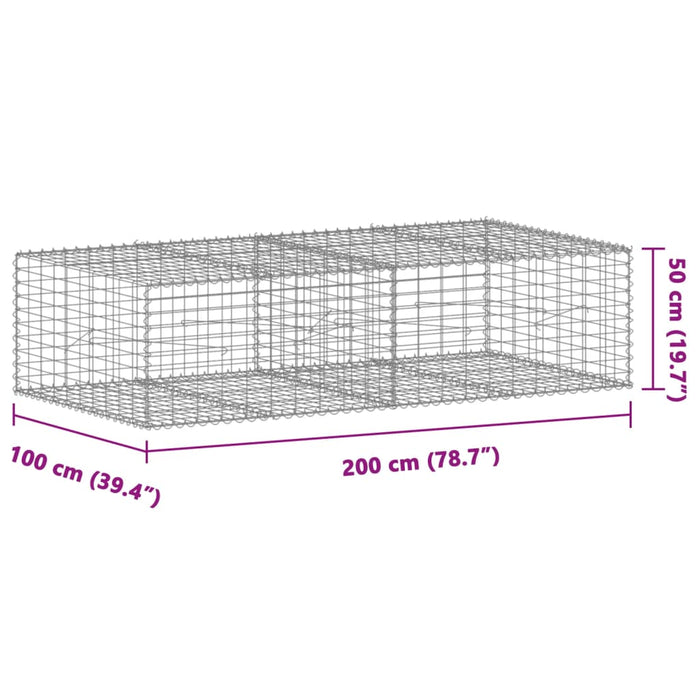 Coș gabion cu capac, 200x100x50 cm, fier galvanizat - WALTI WALTI