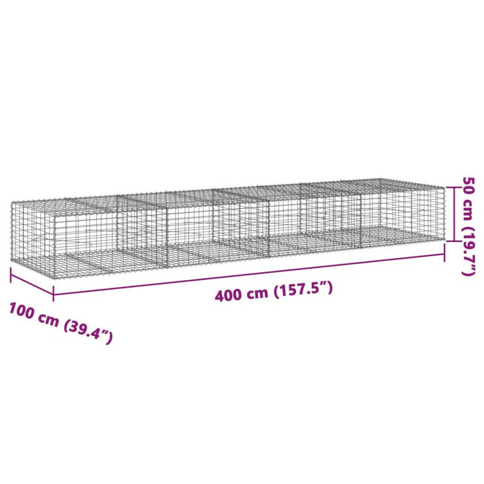 Coș gabion cu capac, 400x100x50 cm, fier galvanizat - WALTI WALTI