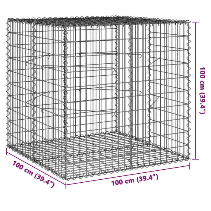 Coș gabion cu capac, 100x100x100 cm, fier galvanizat - WALTI WALTI