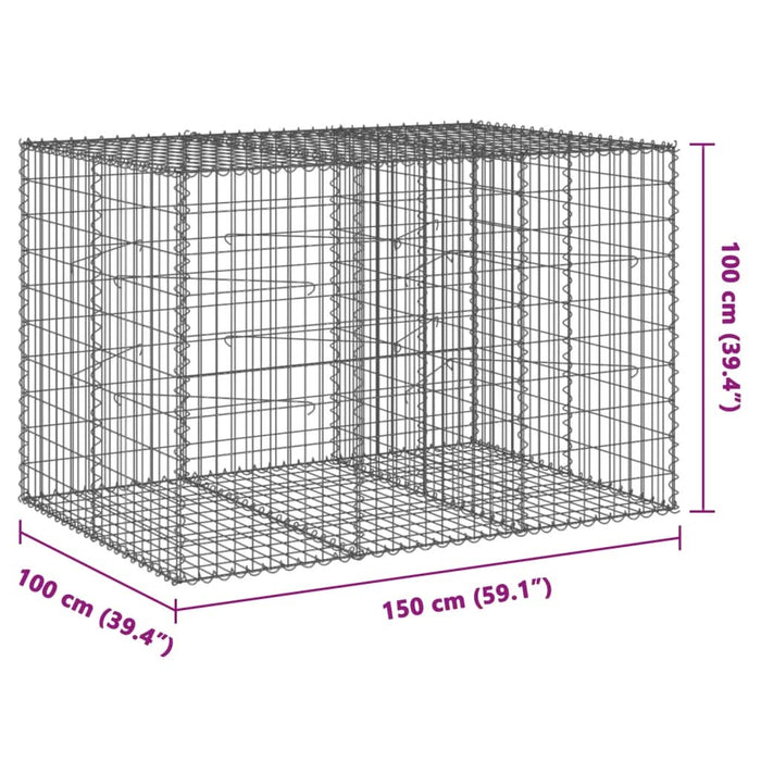 Coș gabion cu capac, 150x100x100 cm, fier galvanizat - WALTI WALTI
