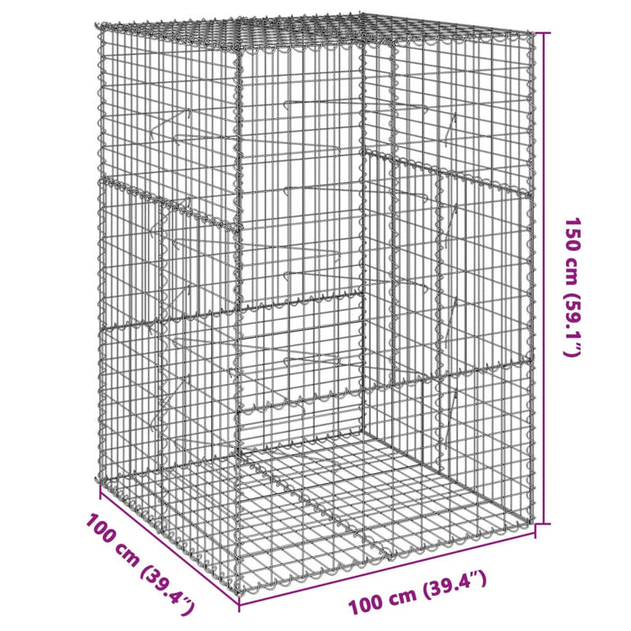 Coș gabion cu capac, 100x100x150 cm, fier galvanizat - WALTI WALTI
