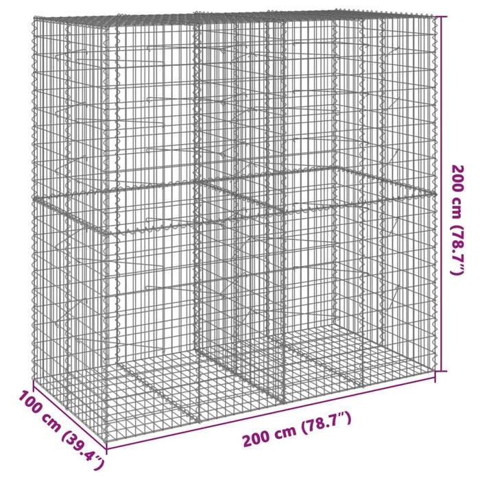 Coș gabion cu capac, 200x100x200 cm, fier galvanizat - WALTI WALTI