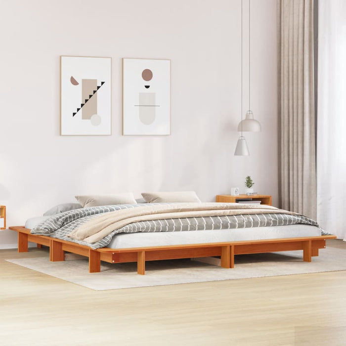 Cadru pat fără saltea, maro ceruit, 160x200 cm, lemn masiv pin WALTI