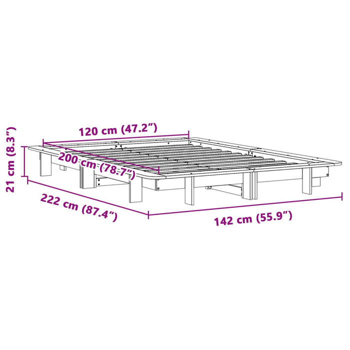 Cadru pat fără saltea, maro ceruit, 120x200 cm, lemn masiv pin - WALTI WALTI