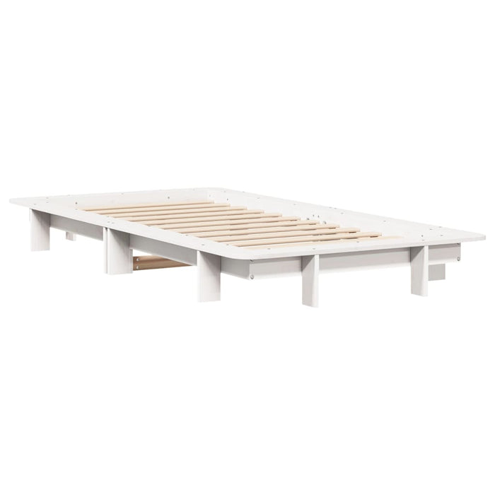 Cadru pat fără saltea, alb, 100x200 cm, lemn masiv pin WALTI