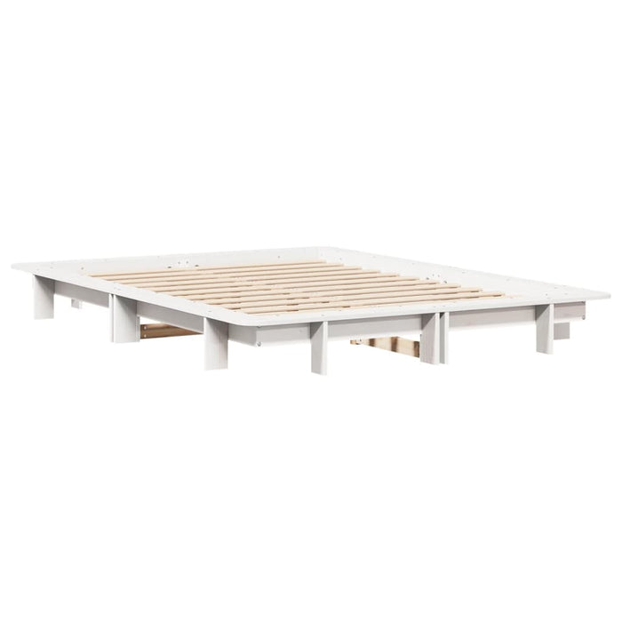 Cadru de pat fără saltea, alb, 135x190 cm, lemn masiv de pin WALTI