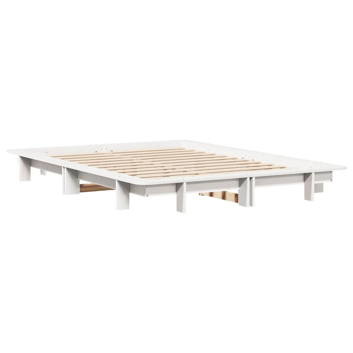 Cadru de pat fără saltea, alb, 135x190 cm, lemn masiv de pin WALTI