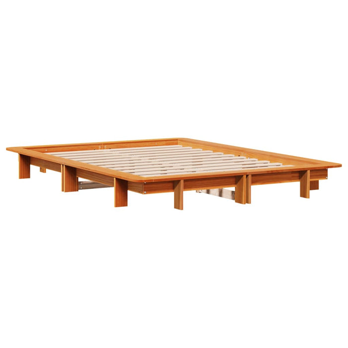 Cadru pat fără saltea, maro ceruit, 135x190 cm, lemn masiv pin - WALTI WALTI