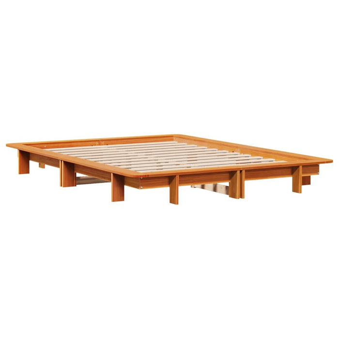 Cadru pat fără saltea, maro ceruit, 135x190 cm, lemn masiv pin - WALTI WALTI