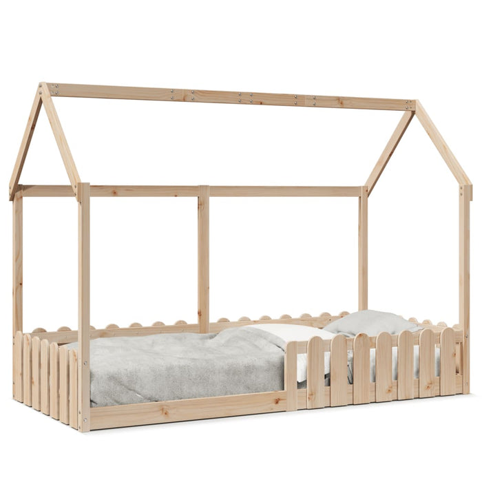 Cadru pat tip casă pentru copii, 90x200 cm, lemn masiv de pin WALTI
