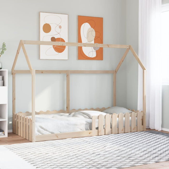 Cadru pat tip casă pentru copii, 90x200 cm, lemn masiv de pin WALTI