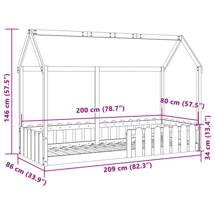 Cadru pat de copii, maro ceruit, 80x200 cm, lemn masiv de pin - WALTI WALTI