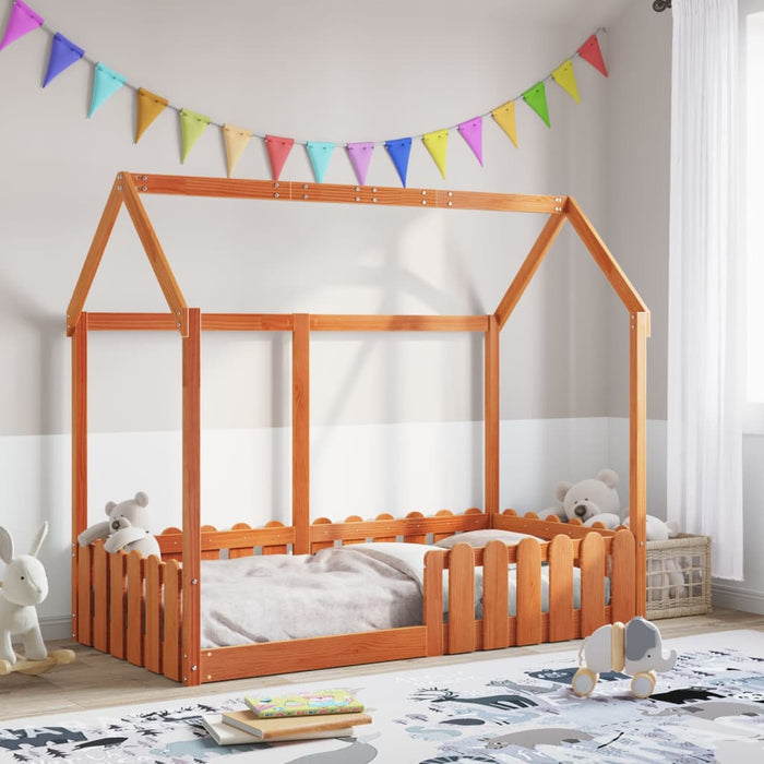Cadru pat de copii, maro ceruit, 80x160 cm, lemn masiv de pin - WALTI WALTI