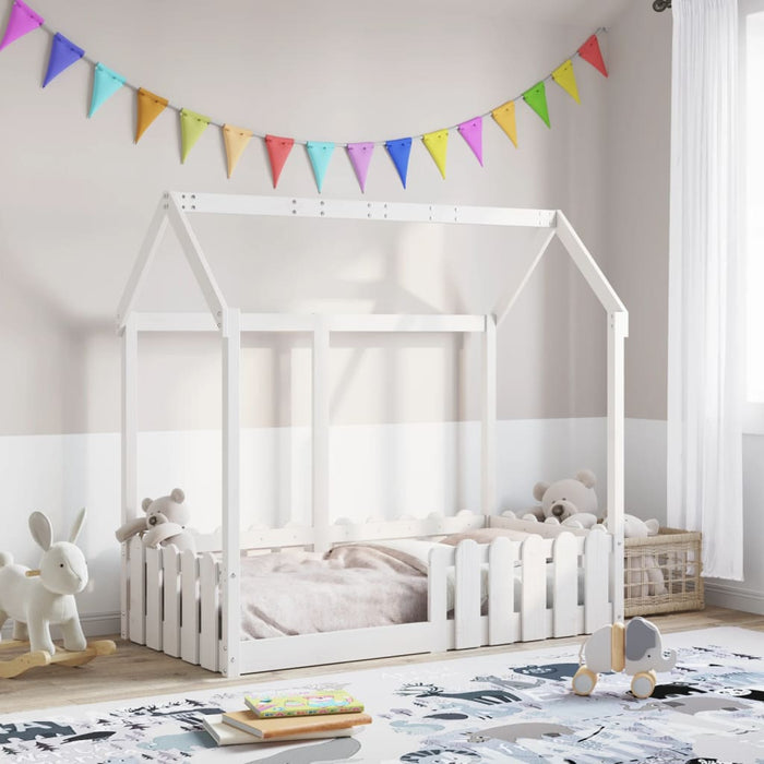 Cadru pat tip casă pentru copii alb 70x140 cm lemn masiv de pin - WALTI WALTI