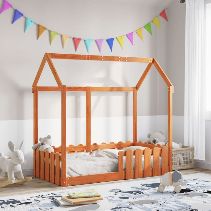 Cadru pat de copii, maro ceruit, 70x140 cm, lemn masiv de pin - WALTI WALTI