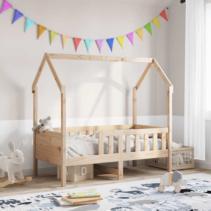 Cadru pat tip casă pentru copii, 80x160 cm, lemn masiv de pin WALTI