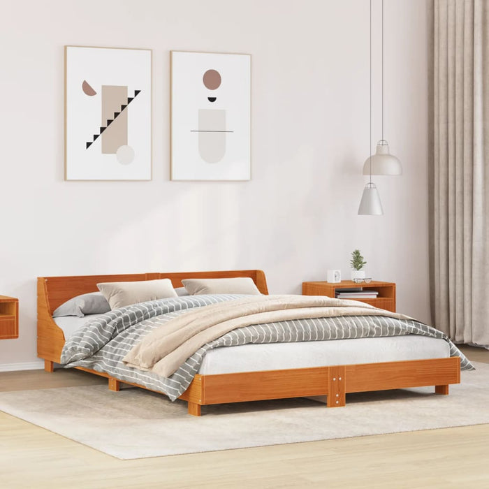Cadru de pat fără saltea, maro ceruit 150x200 cm lemn masiv pin - WALTI WALTI