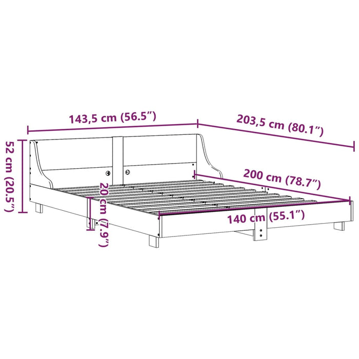Cadru de pat fără saltea, maro ceruit 140x200 cm lemn masiv pin - WALTI WALTI