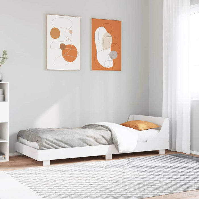 Cadru pat fără saltea, alb, 100x200 cm, lemn masiv pin WALTI
