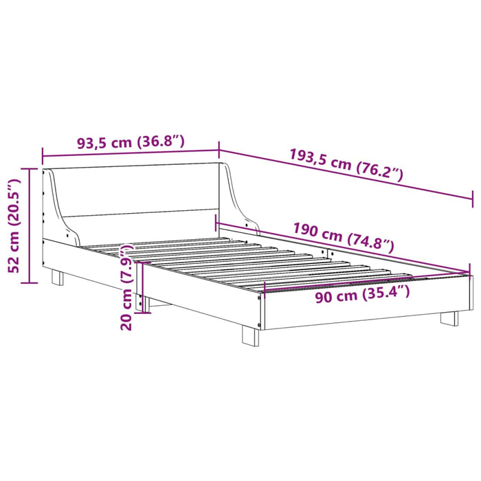Cadru pat fără saltea, 90x190 cm, lemn masiv de pin WALTI
