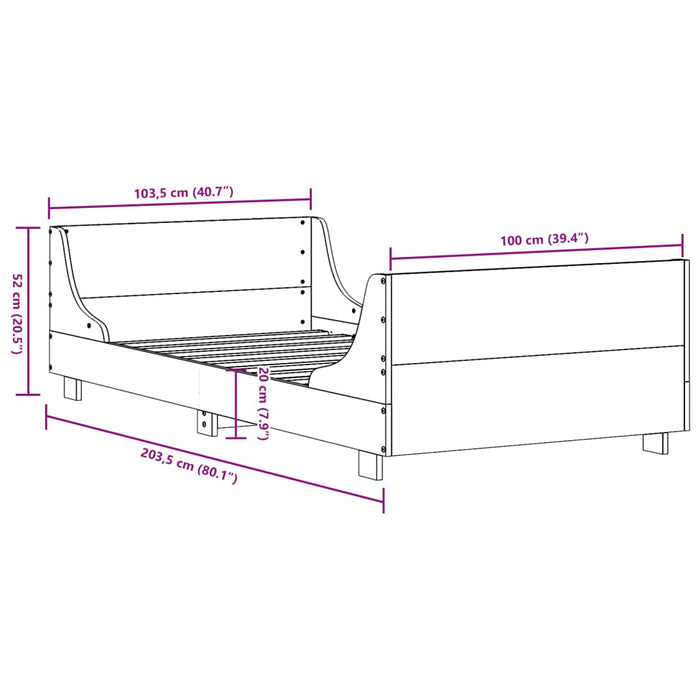 Cadru pat fără saltea, alb, 100x200 cm, lemn masiv pin WALTI