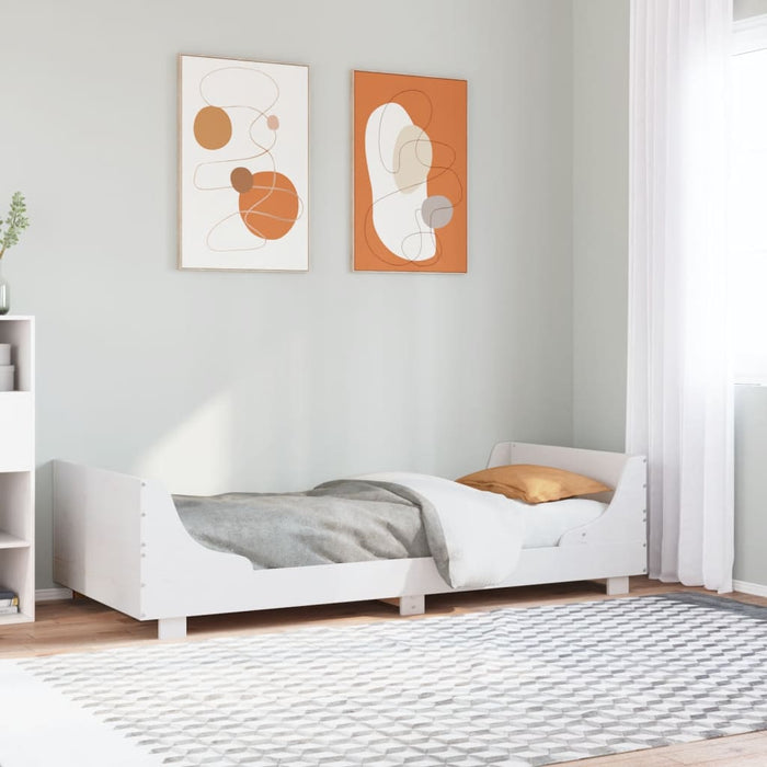 Cadru pat fără saltea, alb, 100x200 cm, lemn masiv pin WALTI