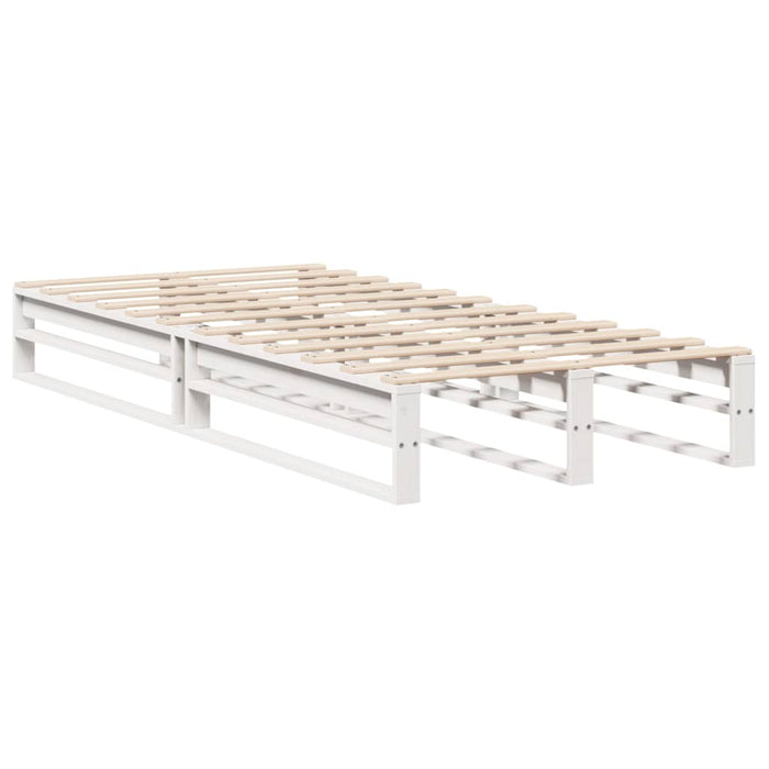 Cadru pat fără saltea, alb, 100x200 cm, lemn masiv pin WALTI