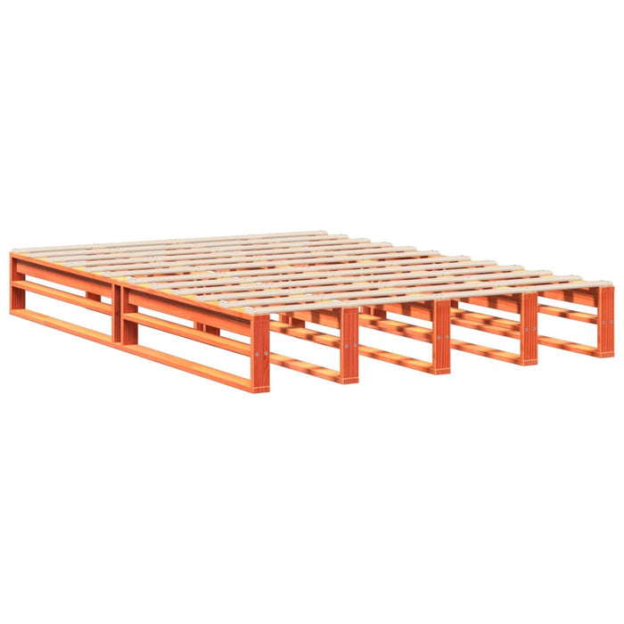 Cadru pat fără saltea, maro ceruit, 140x190 cm, lemn masiv pin - WALTI WALTI