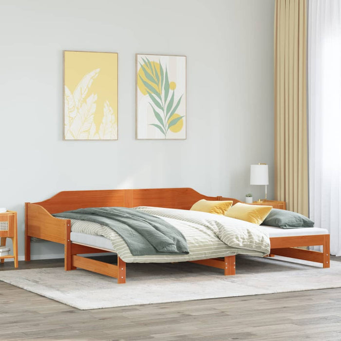Pat de zi cu extensie, maro ceruit, 80x200cm, lemn masiv de pin - WALTI WALTI