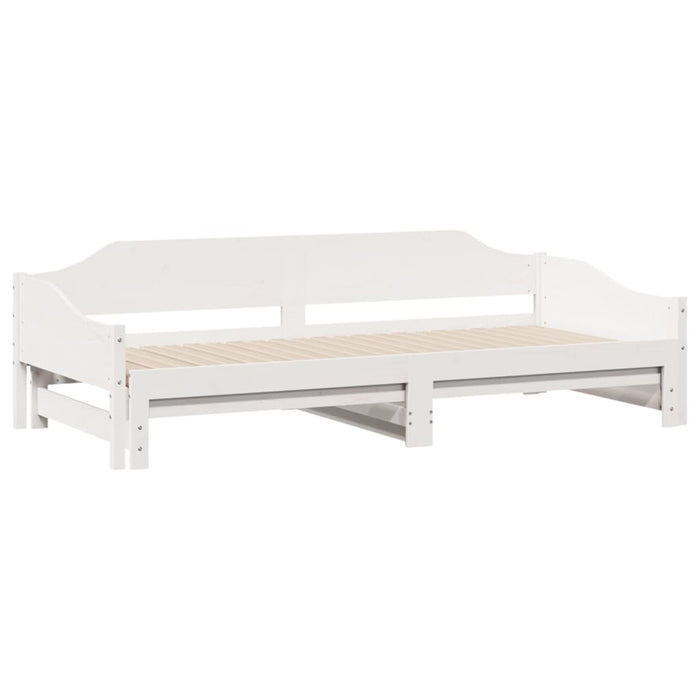 Pat de zi cu extensie, alb, 90x200 cm, lemn masiv de pin - WALTI WALTI