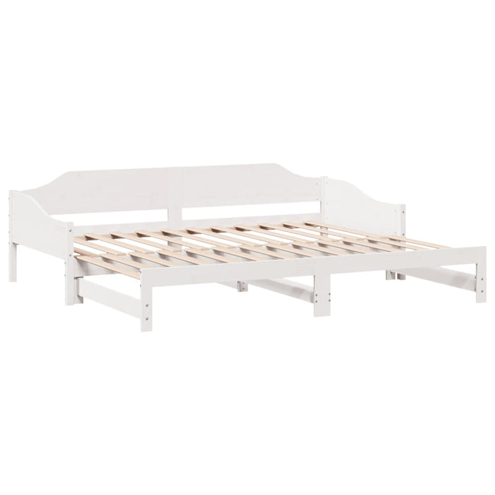 Pat de zi cu extensie, alb, 90x200 cm, lemn masiv de pin - WALTI WALTI