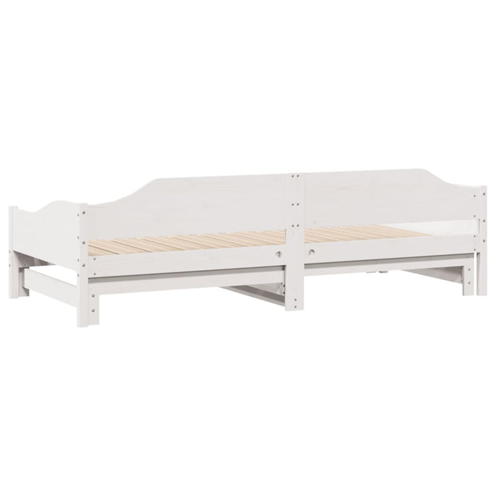Pat de zi cu extensie, alb, 90x200 cm, lemn masiv de pin - WALTI WALTI