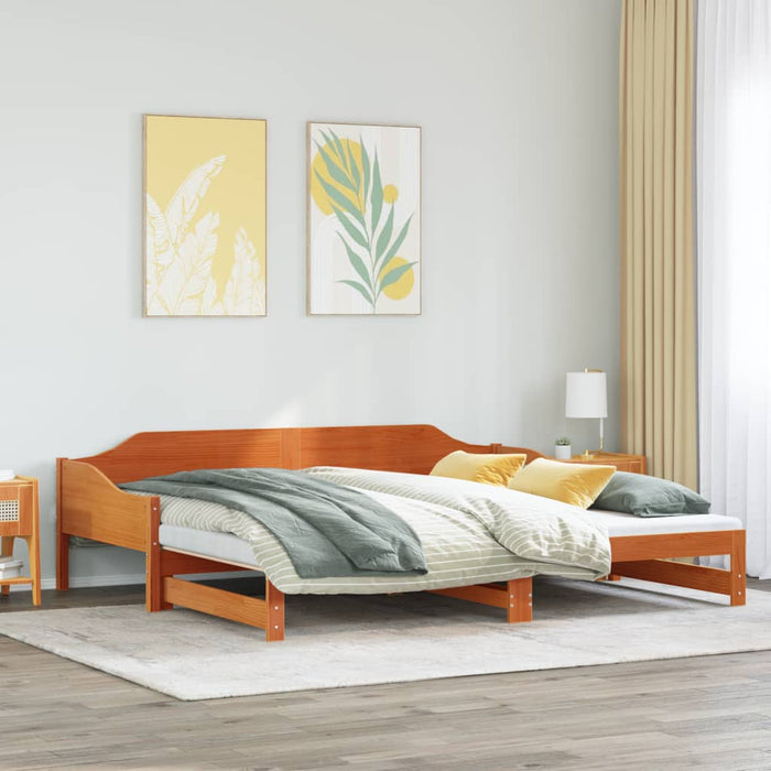 Pat de zi cu extensie, maro ceruit, 90x200cm, lemn masiv de pin - WALTI WALTI