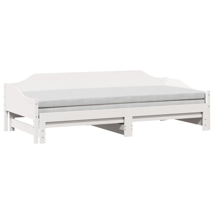 Pat de zi cu extensie, alb, 90x190 cm, lemn masiv de pin - WALTI WALTI