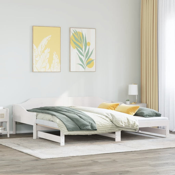 Pat de zi cu extensie, alb, 90x190 cm, lemn masiv de pin - WALTI WALTI
