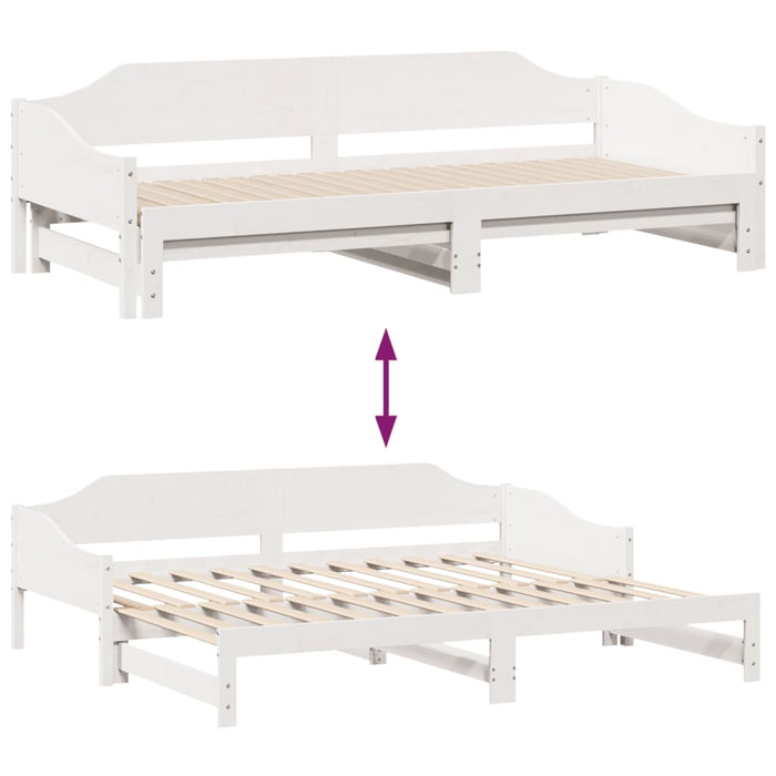 Pat de zi cu extensie, alb, 90x190 cm, lemn masiv de pin - WALTI WALTI