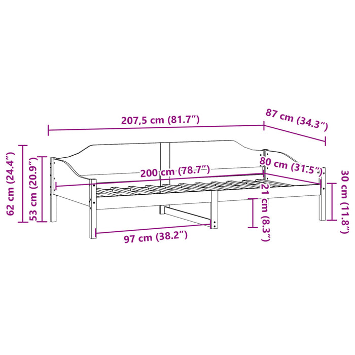 Cadru de pat fără saltea, alb, 80x200 cm, lemn masiv de pin WALTI