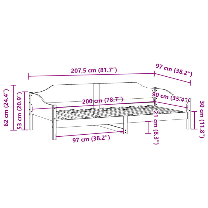 Cadru de pat fără saltea, alb, 90x200 cm, lemn masiv pin - WALTI WALTI