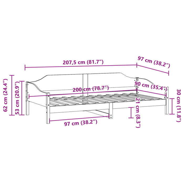Pat de zi fără saltea, maro ceruit, 90x200 cm, lemn masiv pin - WALTI WALTI