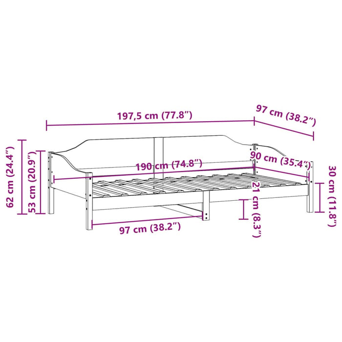 Cadru pat fără saltea, alb, 90x190 cm, lemn masiv de pin - WALTI WALTI