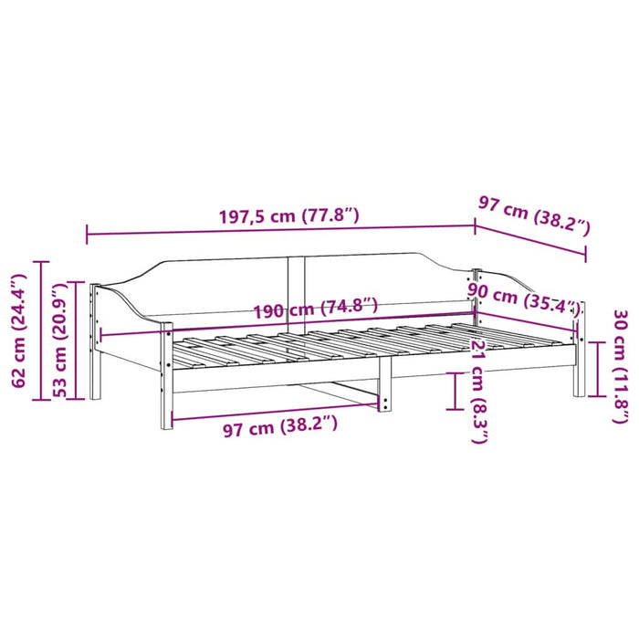 Cadru pat fără saltea, maro ceruit, 90x190 cm, lemn masiv pin - WALTI WALTI