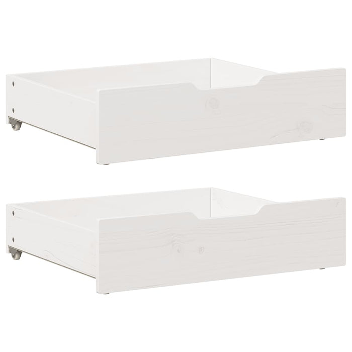Sertare de pat, 2 buc., 75x55x17 cm, alb, lemn masiv de pin WALTI