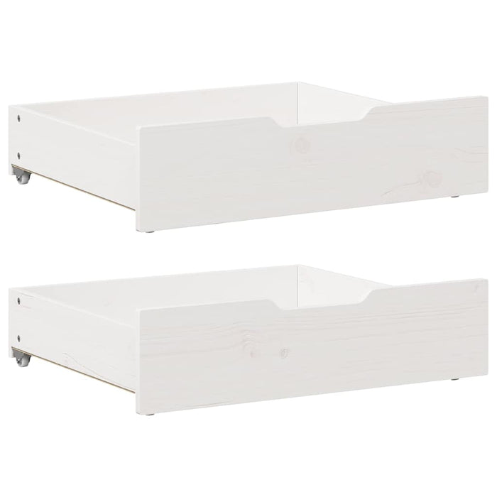Sertare de pat, 2 buc., 65x55x17 cm, alb, lemn masiv de pin WALTI