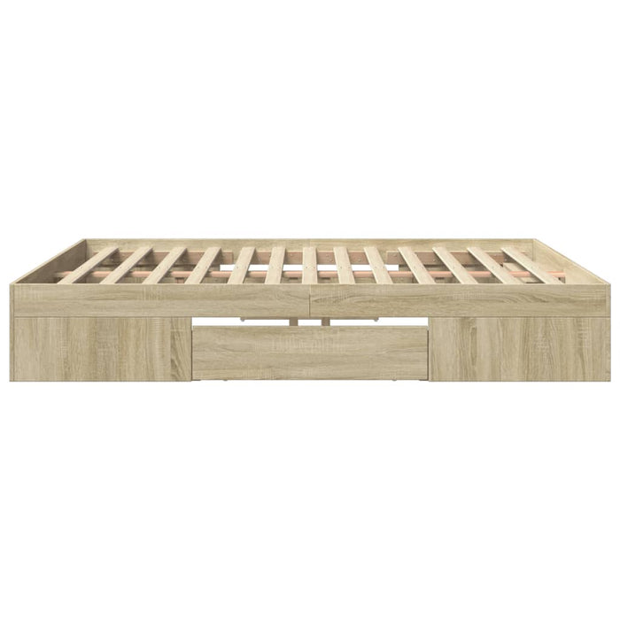 Cadru de pat fără saltea Stejar Sonoma 200x200cm Lemn prelucrat WALTI
