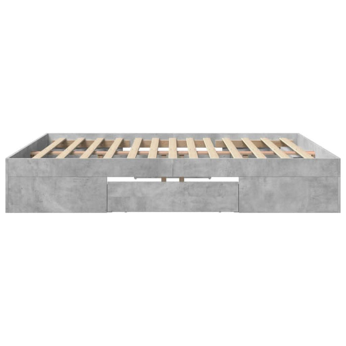 Cadru de pat, gri beton, 200x200 cm, lemn prelucrat - WALTI WALTI